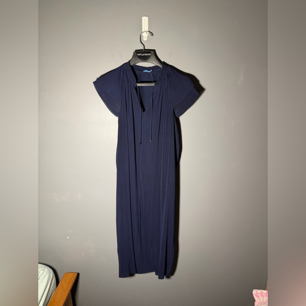 J. McLaughlin Aisha Pleated Flutter Sleeve Dress Size Large - Picture 2 of 5